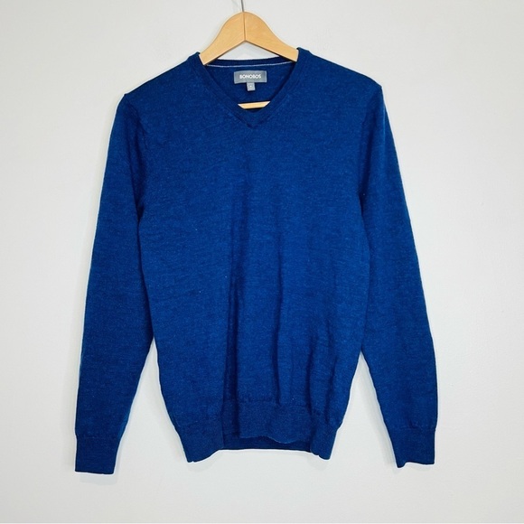 Bonobos Blue Merino Soft Slim V-Neck Sweater Medium - Picture 1 of 6